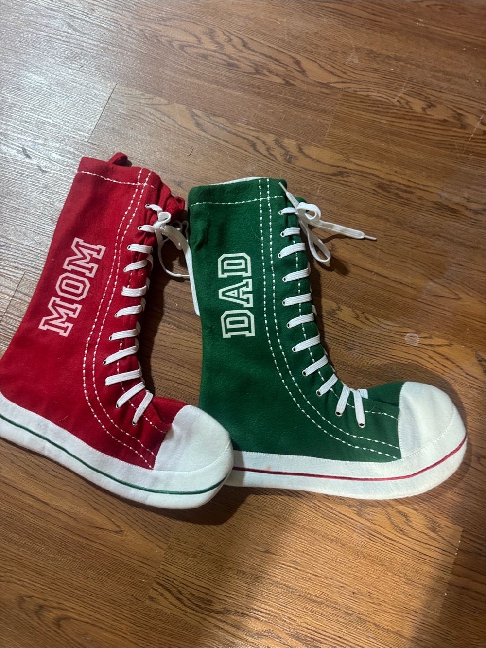 Super cute Converse style Mom' and 'Dad' High-Top Christmas Stockings
